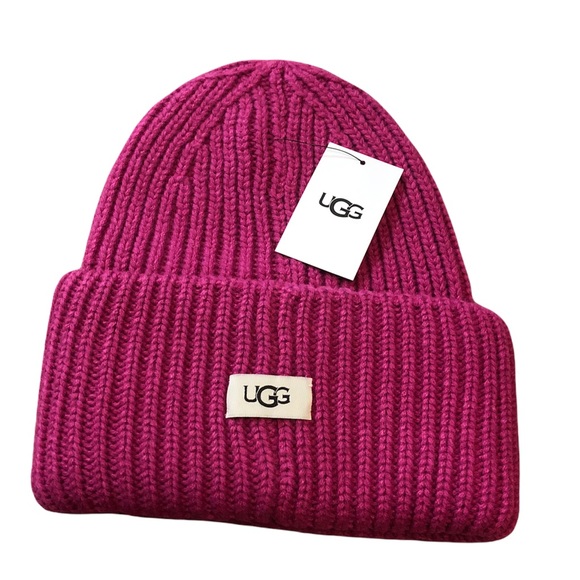 🎉 HP 🎉 🆕 UGG Rib Knit Cuff Hat Fuchsia - Picture 7 of 7